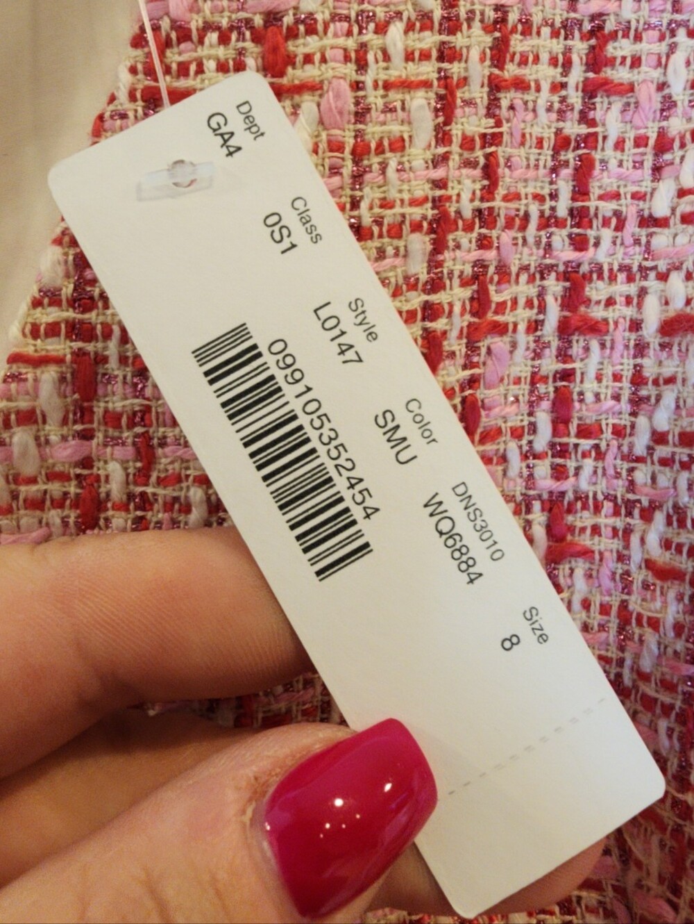 NWT J. Crew Pink Tweed Sleeveless V-neck Sheath Dress Women's Size 8 - Picture 5 of 16